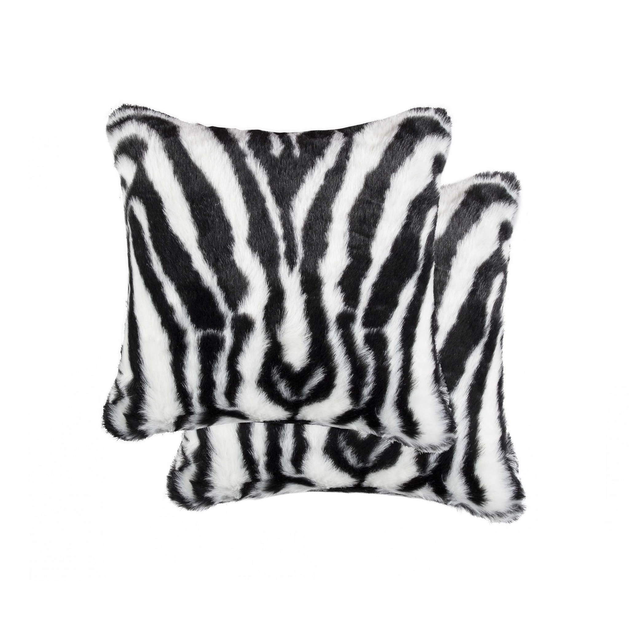 18" X 18" X 5" Denton Zebra Black And White Faux Pillow 2 Pack On Sale Bed Bath & Beyond